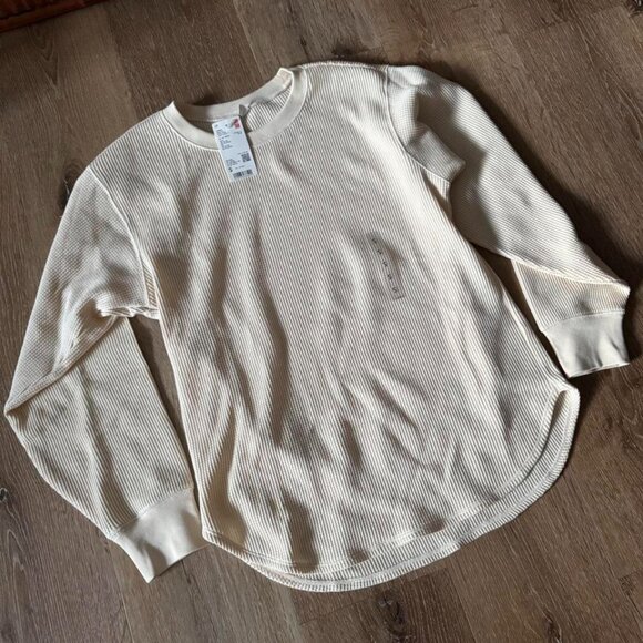 Uniqlo NWT Cream Light Beige Womens Waffle Knit Thermal Long Sleeve Size S - Picture 1 of 4
